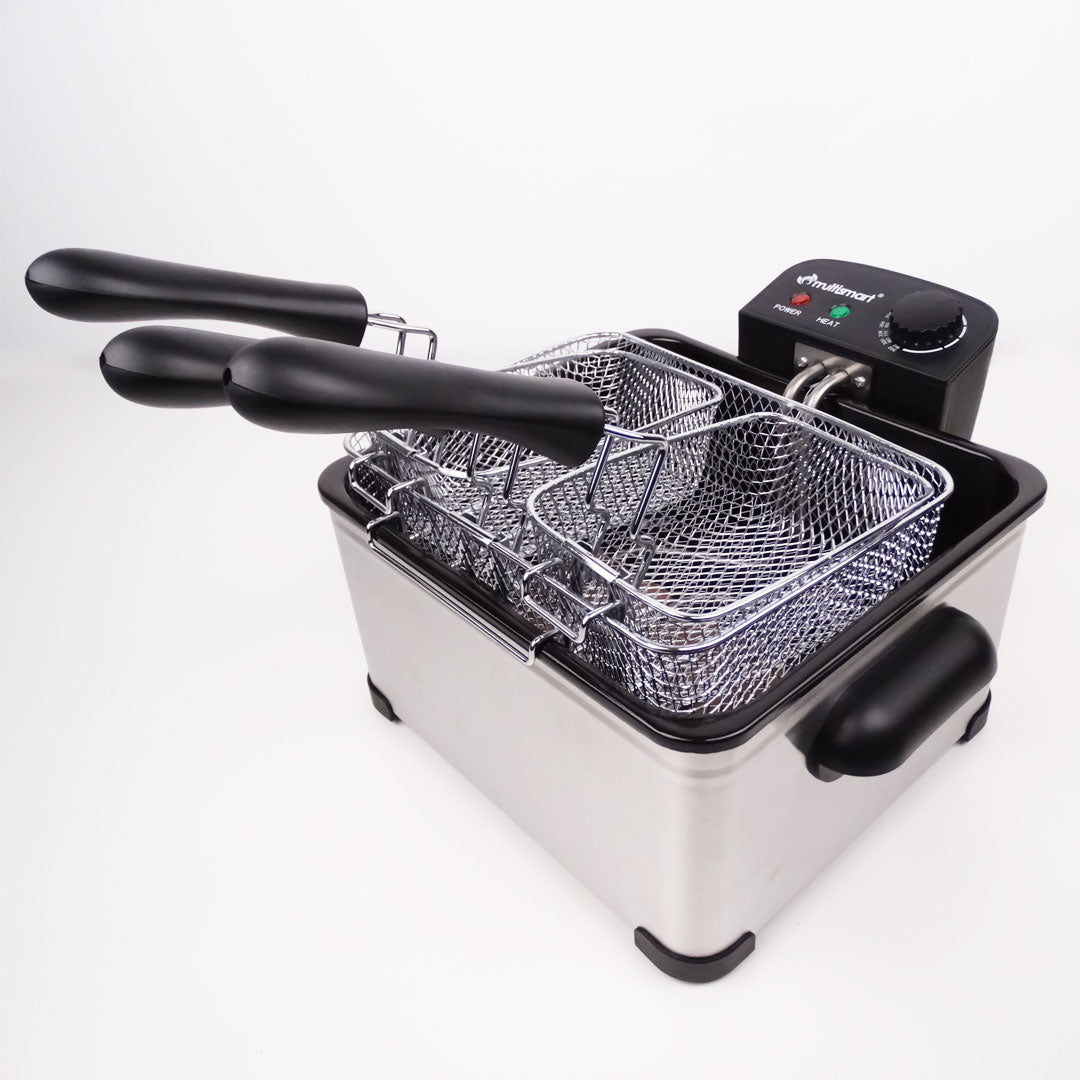 Multismart Friteuse Electrique مقلاة كهربائية بحجم عائلي 4.5 لتر مع ثلاث سلات بمقابض مضادة للحرارة لإستخدام سهل وآمن